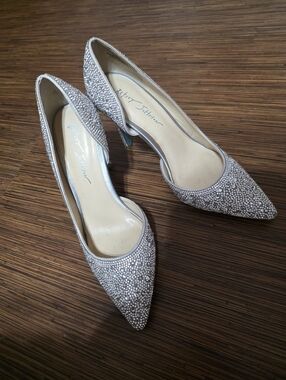 Betsey Johnson Silver Crystal-Embellished Pointed Toe Pumps
